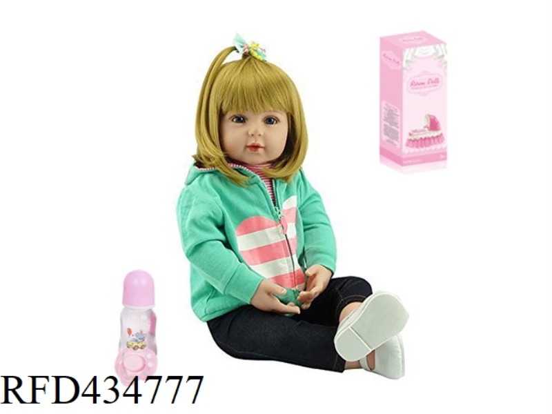 45CM REBIRTH DOLL HIGH SIMULATION BABY DOLL, (ORDINARY PP CAR HAIR) FULL BODY SOFT RUBBER, WITH FEED
