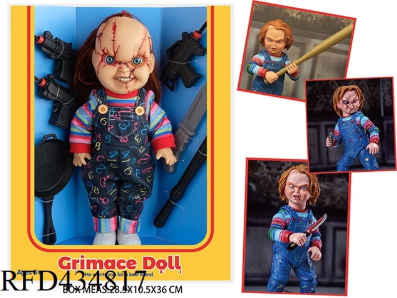 14 INCH GHOST BABY CHUCKY WITH GHOST VOICE, WITH SOFT BULLET GUN, STICK AND OTHER ACCESSORIES