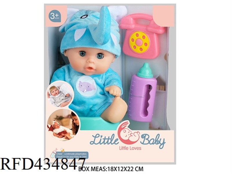 10 INCH BABY DOLL 6 MIXED WITH PHONE, BOTTLE, TOILET