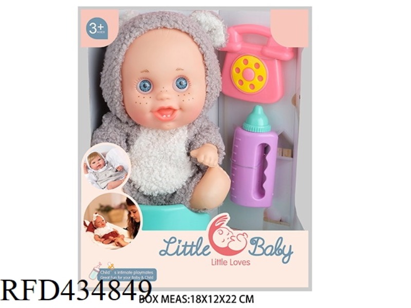 10 INCH BABY DOLL 3 MIXED WITH PHONE, BOTTLE, TOILET