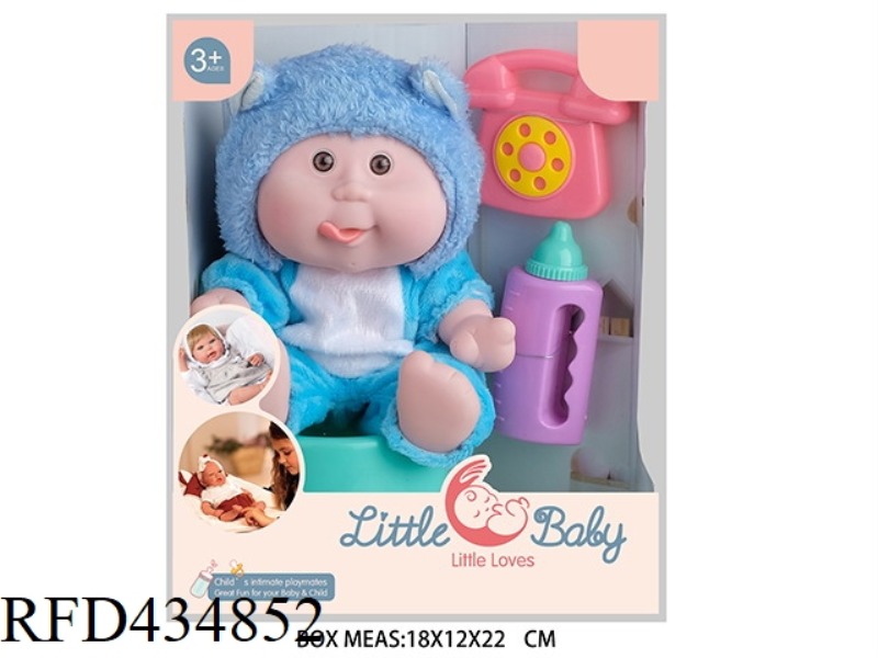 10 INCH BABY DOLL 3 MIXED WITH PHONE, BOTTLE, TOILET