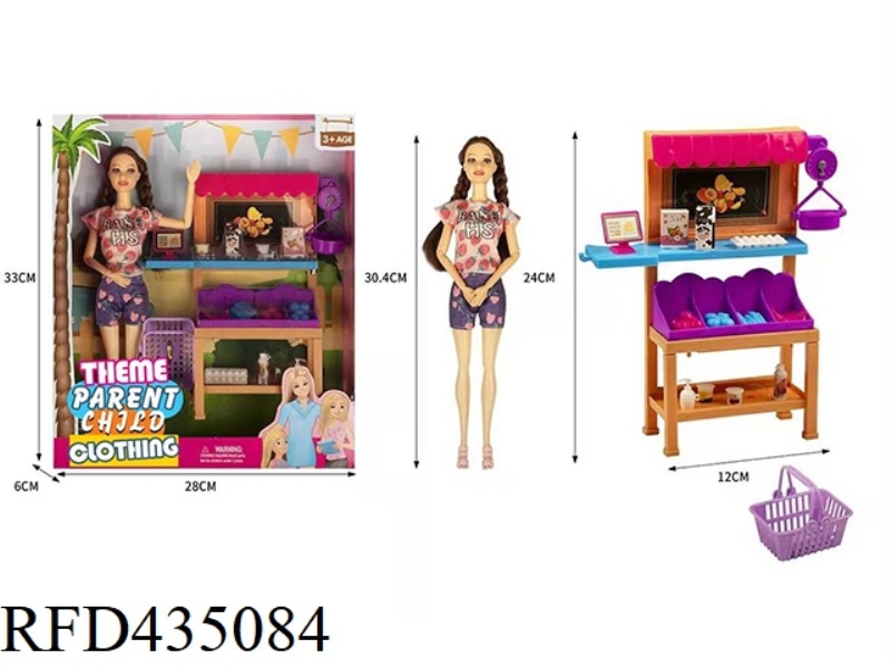 THEME PARK SERIES 11.5-INCH 9-JOINT SOLID FRUIT STALL BEAUTY WITH FRUIT STALL SET