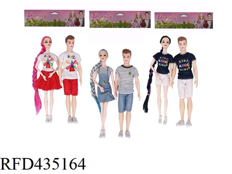 11.5 INCH 9 JOINTS SOLID BODY COUPLE BARBIE 3 STYLES 6 MIXED PACKS, MINIMUM ORDER 3 PIECES