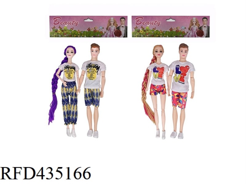 11.5-INCH 12-JOINT SOLID BODY WOMAN AND 11.5-INCH 12-JOINT SOLID BODY MAN COUPLE BARBIE 2 STYLES 4 M