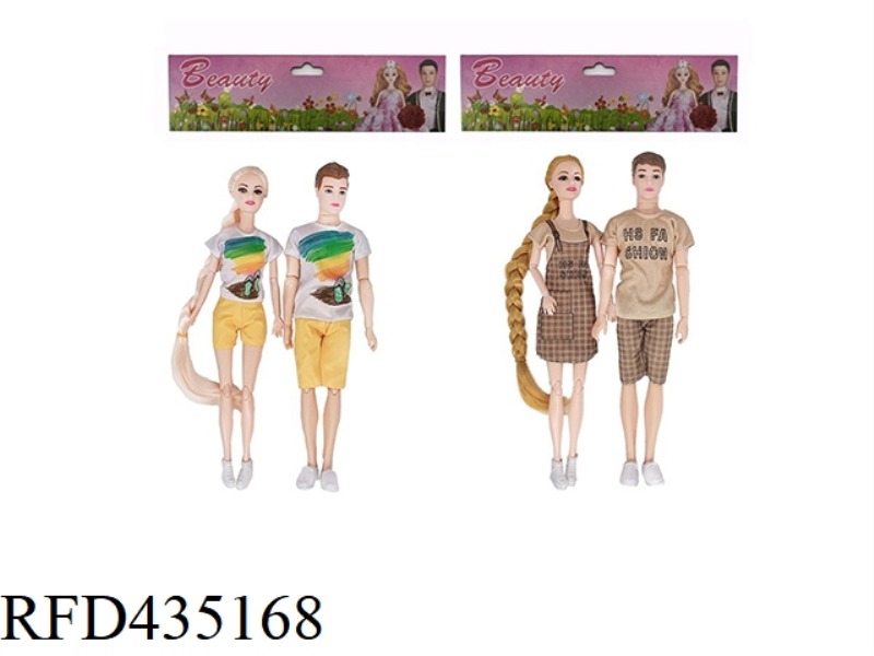 11.5-INCH 12-JOINT SOLID BODY WOMAN AND 11.5-INCH 12-JOINT SOLID BODY MAN COUPLE BARBIE 2 STYLES 4 M