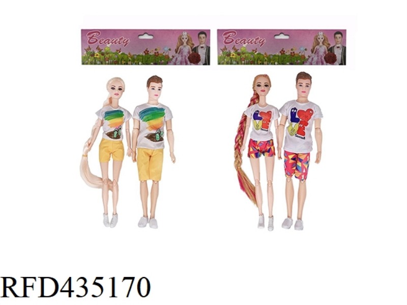 11.5-INCH 12-JOINT SOLID BODY WOMAN AND 11.5-INCH 12-JOINT SOLID BODY MAN COUPLE BARBIE 2 STYLES 4 M