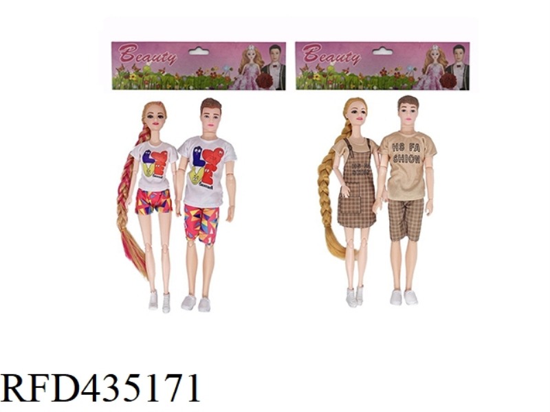 11.5-INCH 12-JOINT SOLID BODY WOMAN AND 11.5-INCH 12-JOINT SOLID BODY MAN COUPLE BARBIE 2 STYLES 4 M
