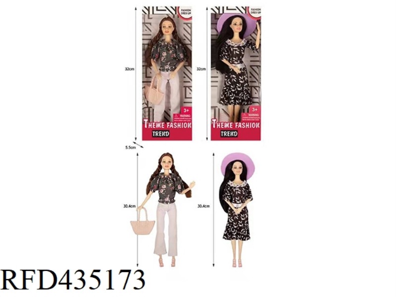 11.5-INCH 9-JOINT SOLID FASHION BARBIE 2 MIXED WITH HANDBAG. AND AUTUMN HAT