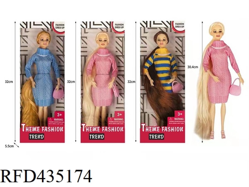 11.5 INCH 9 JOINTS SOLID BODY EVENING DRESS RAPUNZEL 3 MIXED WITH HANDBAG