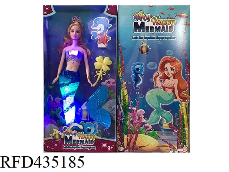 14 INCH BODY MERMAID BARBIE WITH LIGHT MUSIC CROWN COMB COMBINATION TAIL