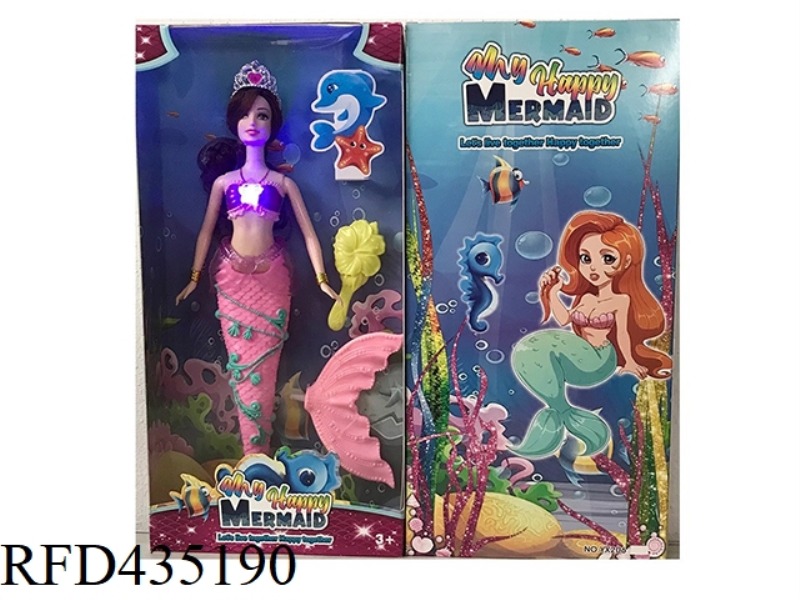 14 INCH BODY MERMAID BARBIE WITH LIGHT MUSIC CROWN COMB COMBINATION TAIL