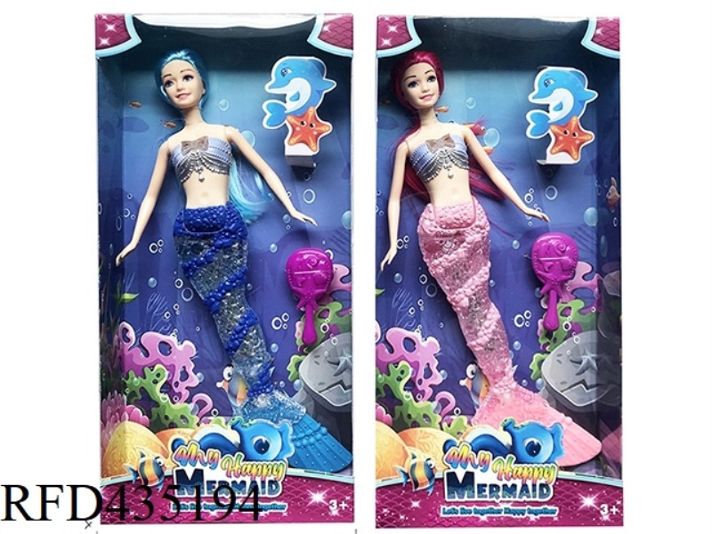 14 INCH SOLID BODY MERMAID WITH LIGHT MUSIC THEME WITH COMB TWO MIXED