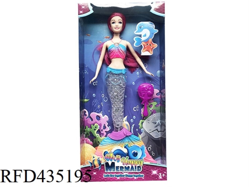14 INCH REAL MERMAID WITH LIGHT AND MUSIC THEME WITH COMB