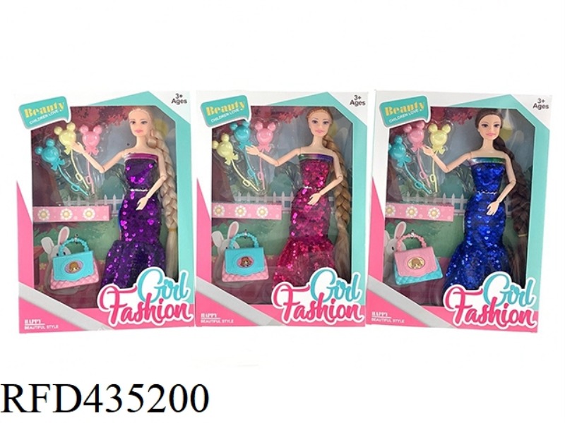 PRAIRIE SERIES 11.5 INCH 9 JOINT SOLID BODY SHINY BARBIE WITH BALLOON AND HANDBAG CLOTHES WILL CHANG