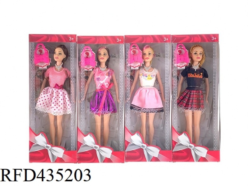 11.5 INCH SOLID BODY FASHION BARBIE WITH BAG FOUR MIXED