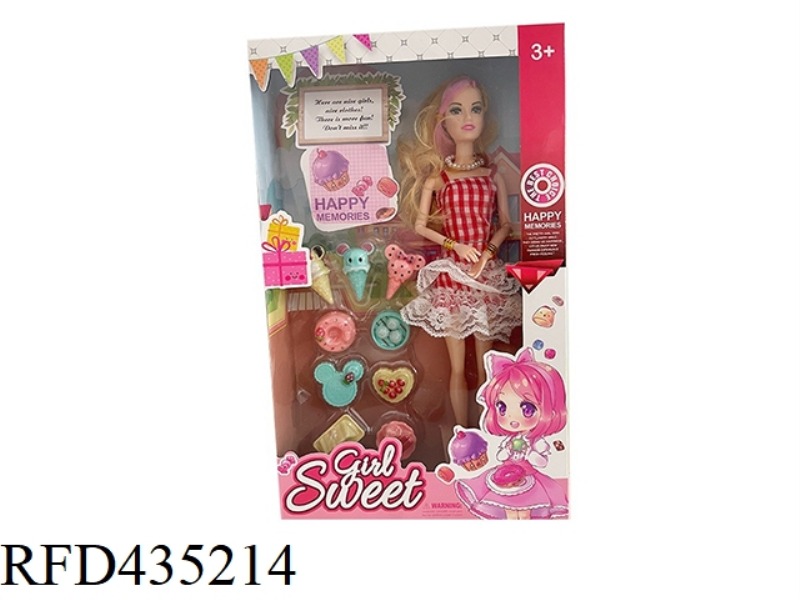 11.5 INCH 9 JOINTS SOLID FASHION BARBIE WITH ICE CREAM SET