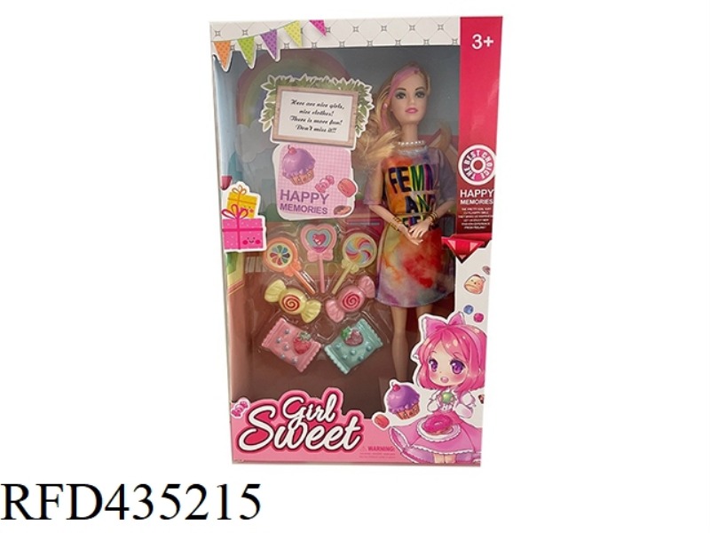 11.5 INCH 9 JOINTS SOLID FASHION BARBIE WITH CANDY SET