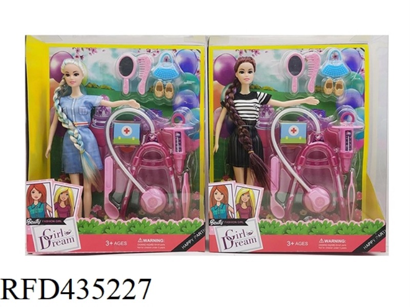 THEME SERIES 11.5 INCH SOLID BODY LONG HAIR BARBIE WITH MEDICAL SUIT
