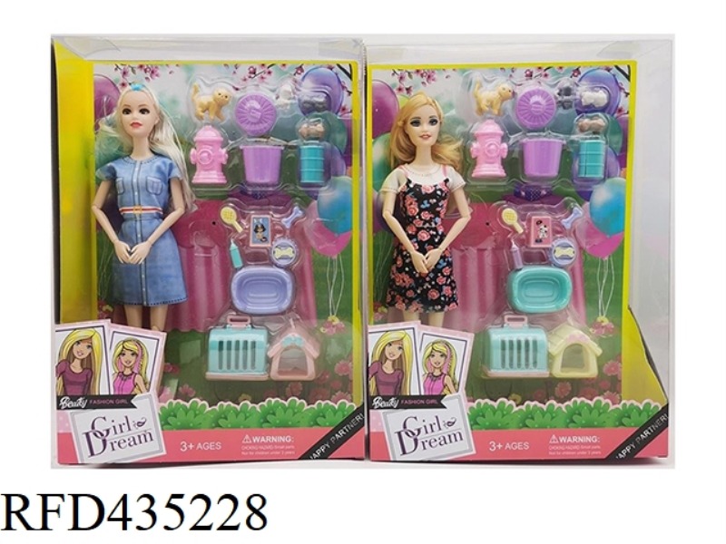 THEME SERIES 11.5 INCH SOLID BODY FASHION BARBIE WITH PET SUIT