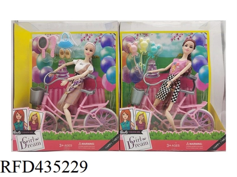 THEME SERIES 11.5 INCH 12 JOINT SOLID BODY FASHION BARBIE WITH BICYCLE SUIT AND BALLOON SUIT