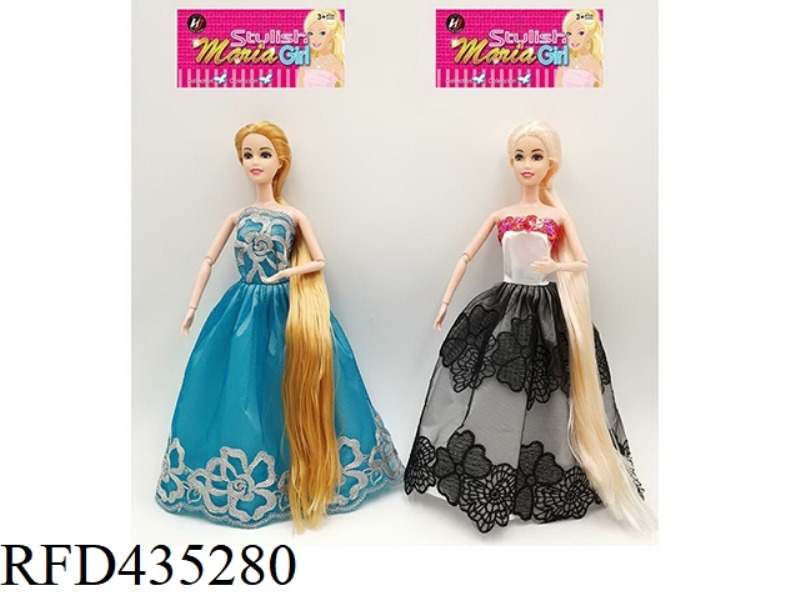 11.5 INCH SOLID BODY JOINT BARBIE LONG WHIP FASHION WEDDING DRESS 2 MIXED SINGLE 1 BAG