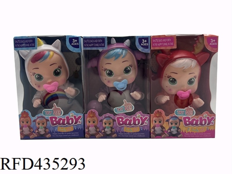 UNICORN SERIES 14 INCH VINYL CRYING DOLL WITH FOUR TONES CRY BABIES-TUTTI FRITTI ANIMAL SERIES WITH
