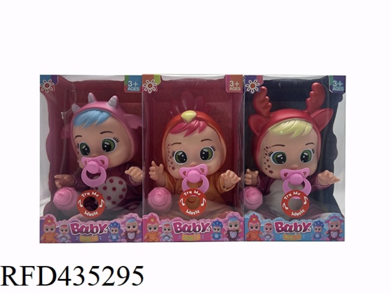UNICORN SERIES 10 INCH VINYL CRYING DOLL WITH FOUR TONES CRY BABIES-TUTTI FRITTI ANIMAL SERIES WITH