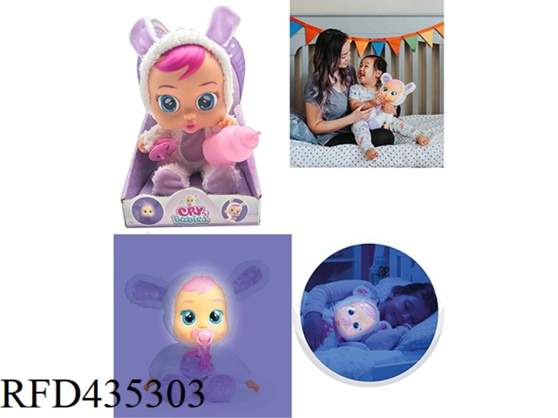 LUMINOUS RABBIT-6TH GENERATION 14-INCH VINYL CRYING DOLL WITH LUMINOUS FUNCTION, PLUSH WARMING, FOUR