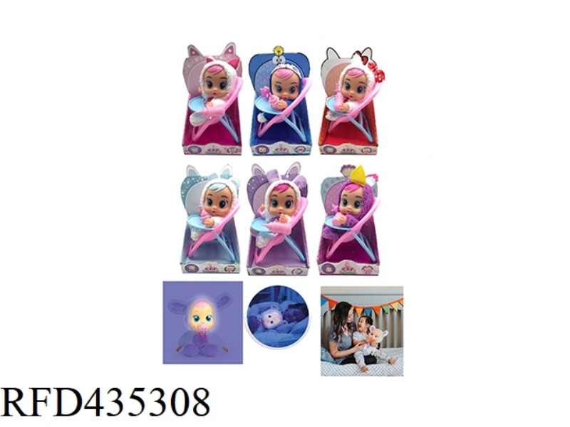 THE 6TH GENERATION 10 INCH VINYL CRYING DOLL WITH LUMINOUS FUNCTION, PLUSH HEATING, DINING CHAIR, FO