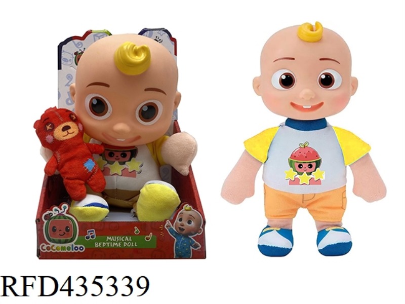 14 INCH VINYL HEAD COTTON BODY COCOMELON SUPER BABY WITH THEME MUSIC 4 DIFFERENT THEME MUSIC AND CHR