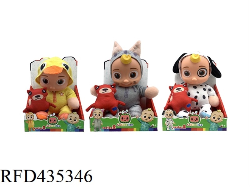 10 INCH VINYL HEAD COTTON BODY COCOMELON SUPER BABY WITH 4 DIFFERENT THEME MUSIC AND CHRISTMAS MUSIC