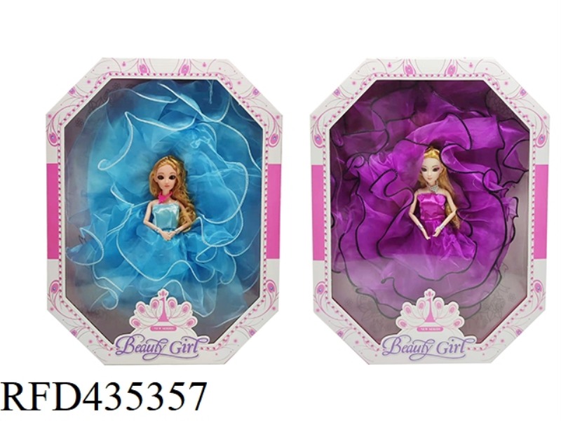 11.5 INCH 12 JOINT SOLID BODY 3D EYES WEDDING DRESS PRINCESS BARBIE TRAILING DRESS