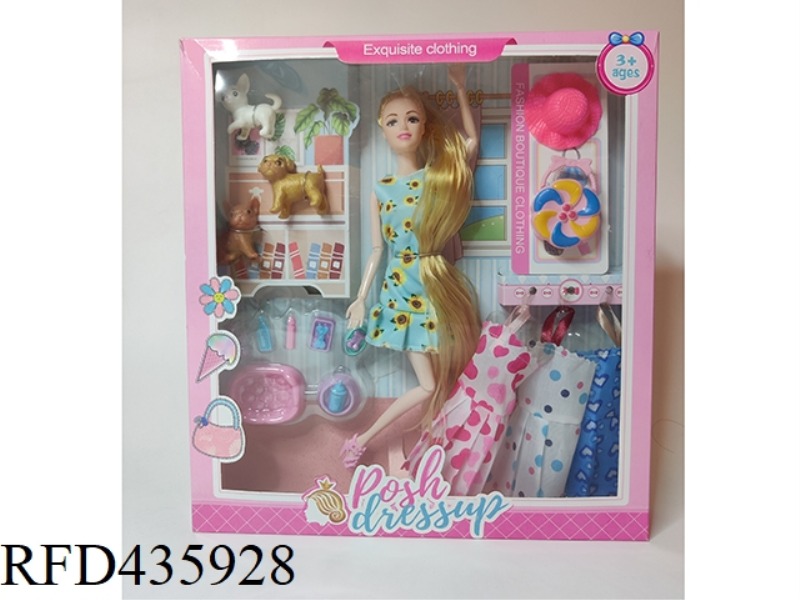 11 INCH 12 JOINT SOLID LONG HAIR BARBIE + ACCESSORIES