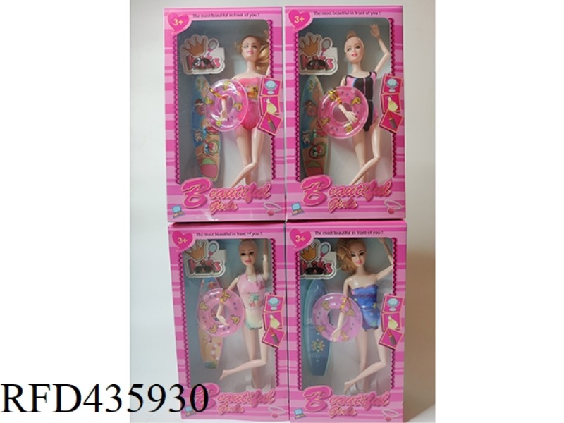 11 INCH 12 JOINT SOLID SWIMSUIT BARBIE + SURFBOARD + SWIMMING CIRCLE + SUNGLASSES