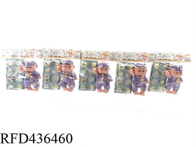 8-INCH ENAMEL MEDIUM CARTOON DOLL WITH PLAID TABLEWARE BLISTER