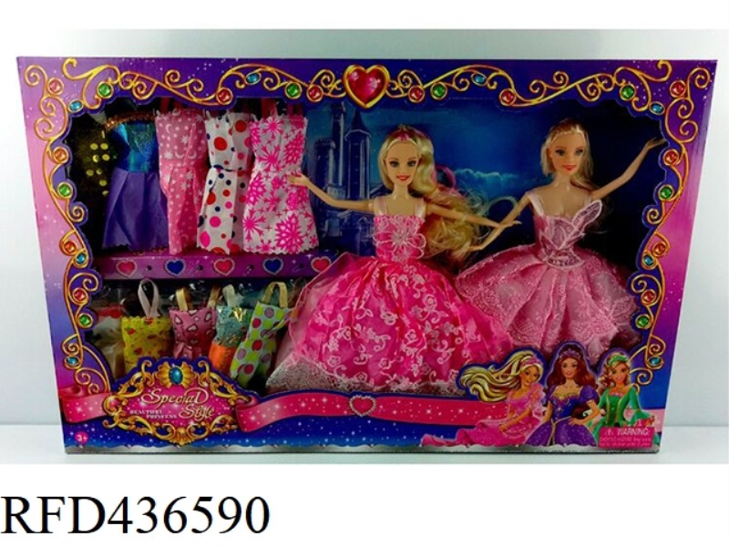 DOUBLE BARBIE WITH 10 CLOTHES