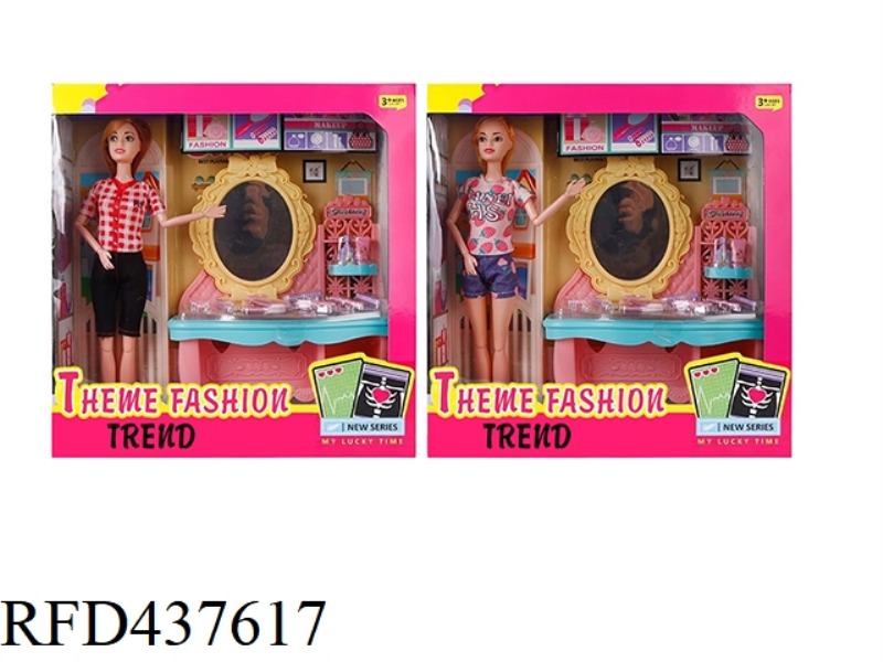 11.5 INCH 12 JOINTS SOLID BODY BARBIE WITH DRESSER SET