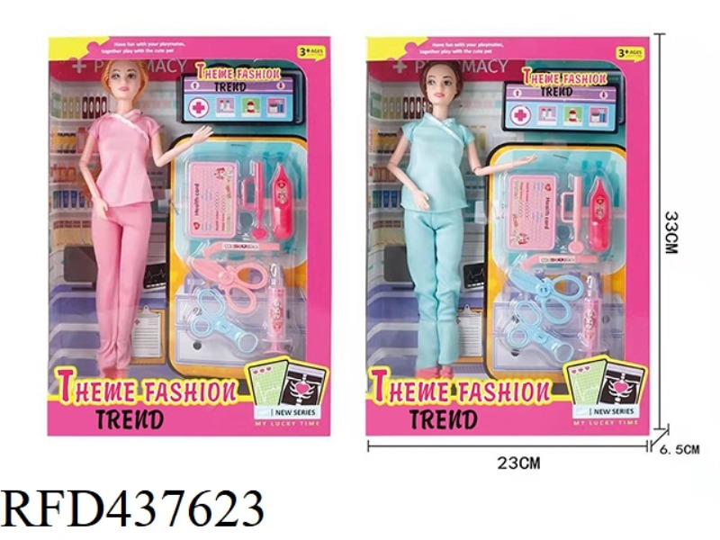 11.5 INCH 9 JOINTS BODY CARE BARBIE WITH MEDICAL EQUIPMENT