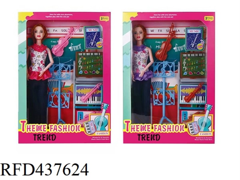 11.5 INCH 9 JOINTS SOLID BODY MUSIC TEACHER BARBIE WITH MUSIC EQUIPMENT