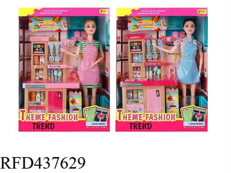 11.5 INCH 12 JOINT SOLID BODY BARBIE WITH KITCHEN SET