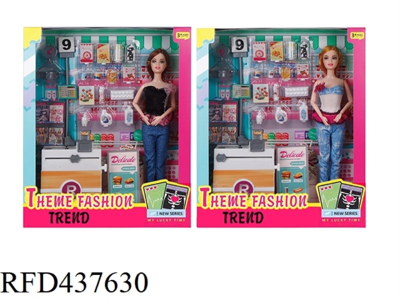 11.5 INCH 9 JOINTS SOLID BODY STORE BARBIE WITH STORE SET