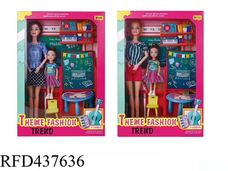 11.5-INCH 12-JOINT BODY TEACHER BARBIE WITH 5-INCH BODY BARBIE WITH BLACKBOARD SUIT