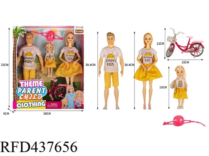 THEME PARK PARENT-CHILD WEAR SERIES 11.5 INCH 9 JOINTS SOLID BODY WOMAN BARBIE PARENT-CHILD WEAR A F