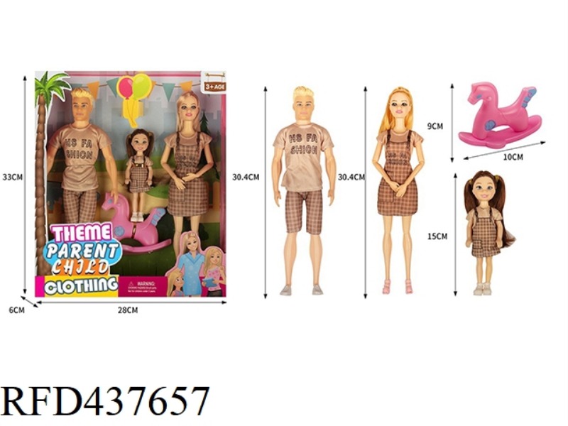 THEME PARK PARENT-CHILD WEAR SERIES 11.5 INCH 9 JOINTS SOLID BODY WOMAN BARBIE PARENT-CHILD WEAR A F