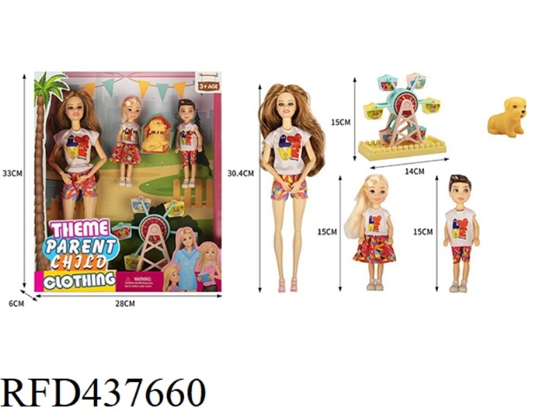 THEME PARK PARENT-CHILD WEAR SERIES 11.5-INCH 9-JOINT SOLID BODY WOMAN BARBIE PARENT-CHILD WEAR A FA