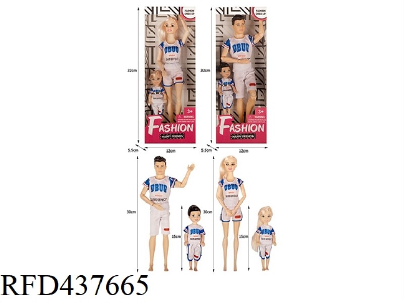 FASHION TREND SERIES 11.5 INCH JOINT SOLID BODY PARENT-CHILD OUTFIT FOR A FAMILY OF FOUR