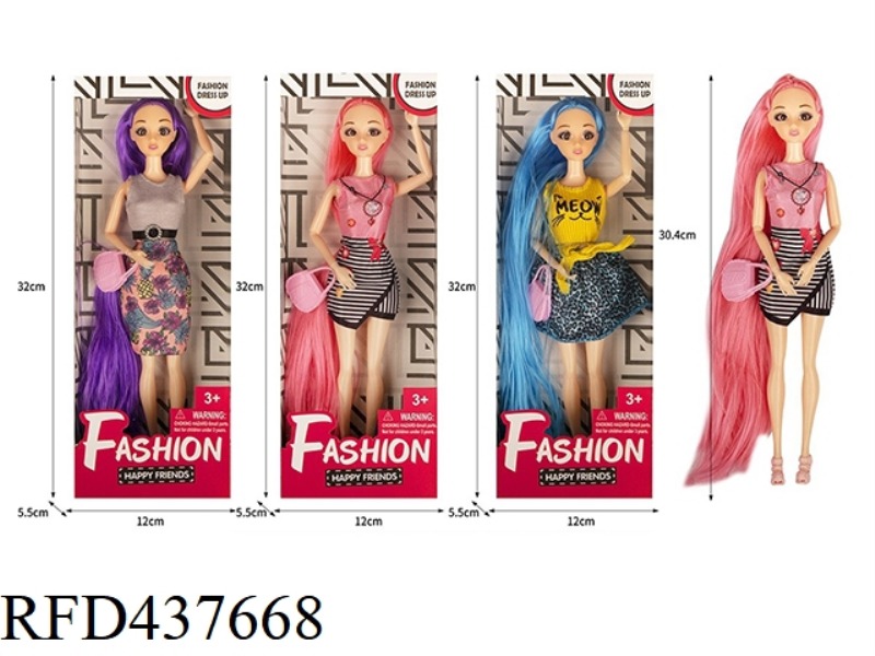 FASHION TREND SERIES 11.5 INCH 9 JOINTS SOLID BODY 3D REAL EYES FASHION RAPUNZEL 3 MIXED BAGS