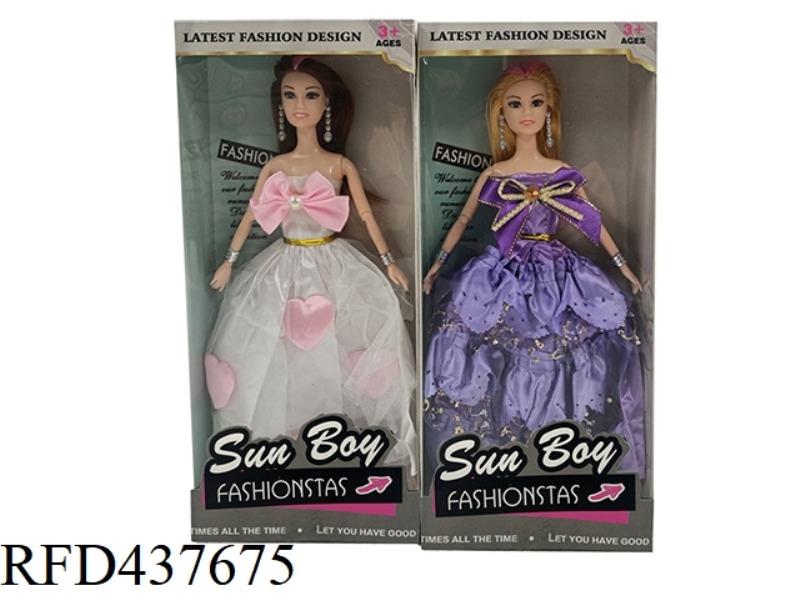 11.5 INCH 9 JOINTS SOLID BODY WEDDING DRESS BARBIE WITH EARRINGS, BRACELET 2 MIXED