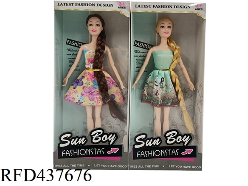 11.5 INCH 9 JOINTS SOLID BODY FASHION LONG HAIR BARBIE WITH 2 MIXED