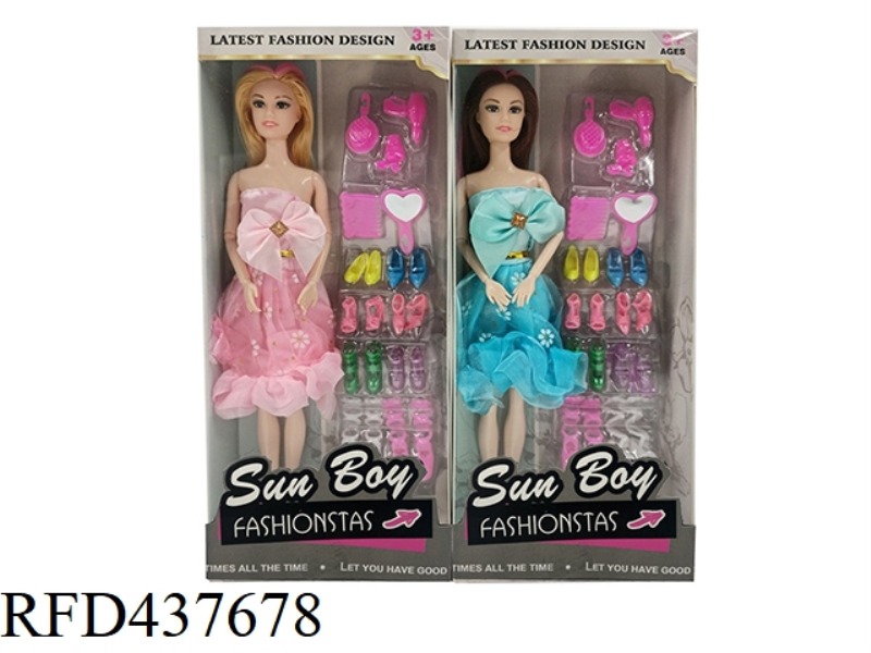 11.5 INCH 9 JOINTS SOLID BODY FASHION LONG BRAID BARBIE WITH BLISTER ACCESSORIES 12 SETS 2 MIXED